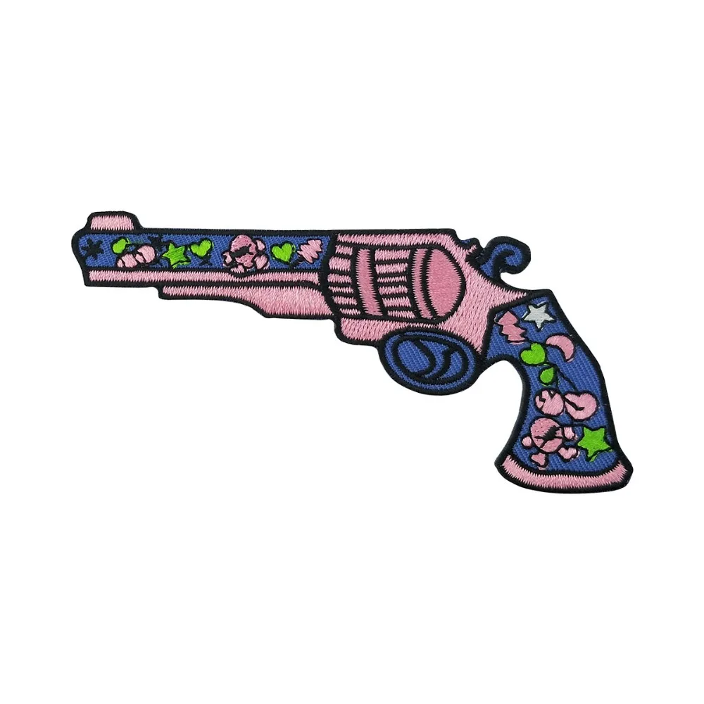 100 embroidery pink gun shape patches iron on diy customized clothing 100 embroidery pink gun shape patches iron on diy customized clothing