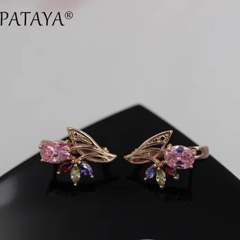 

PATAYA Multi-Colored Natural Cubic Zirconia Earrings 585 Rose Gold RU Hot Exclusive Design Jewelry Women Luxury Dangle Earrings