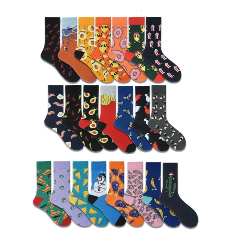

Men Funny art Colorful food Novelty Socks fashion full Cotton Happy Unisex sox cute Socks Christmas Gift sokken calcetines