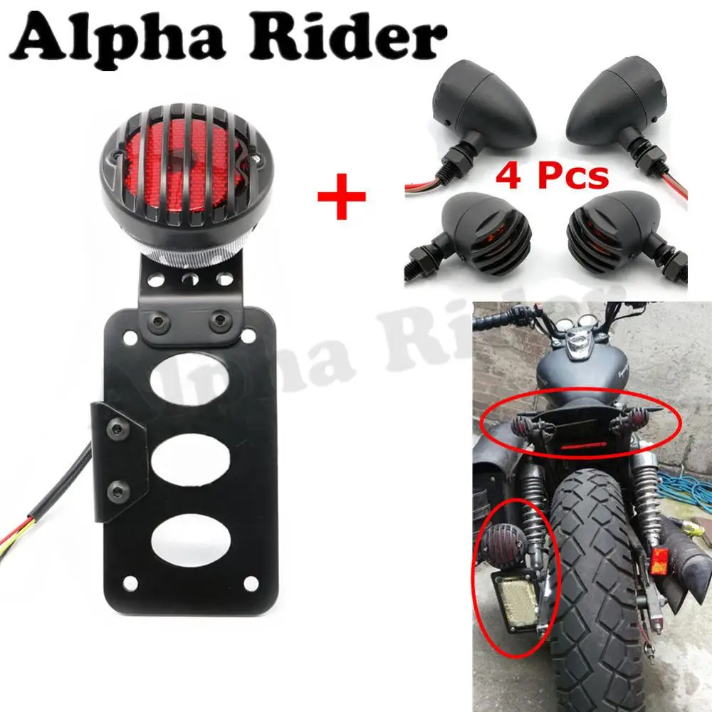 Side Mount Tail Light W License Plate Holder Bracket Frontrear