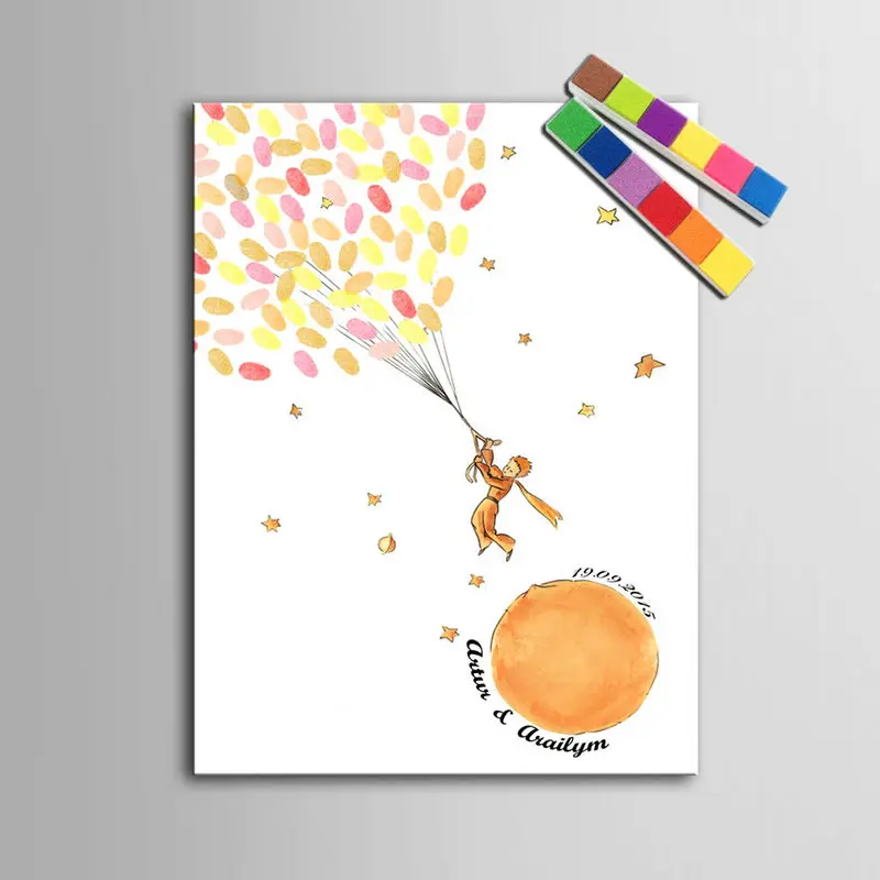 Personalized Name Date Guest Book Wedding Fingerprint Tree Baby Shower First Communion Marriage Party Souvenir Canvas Poster