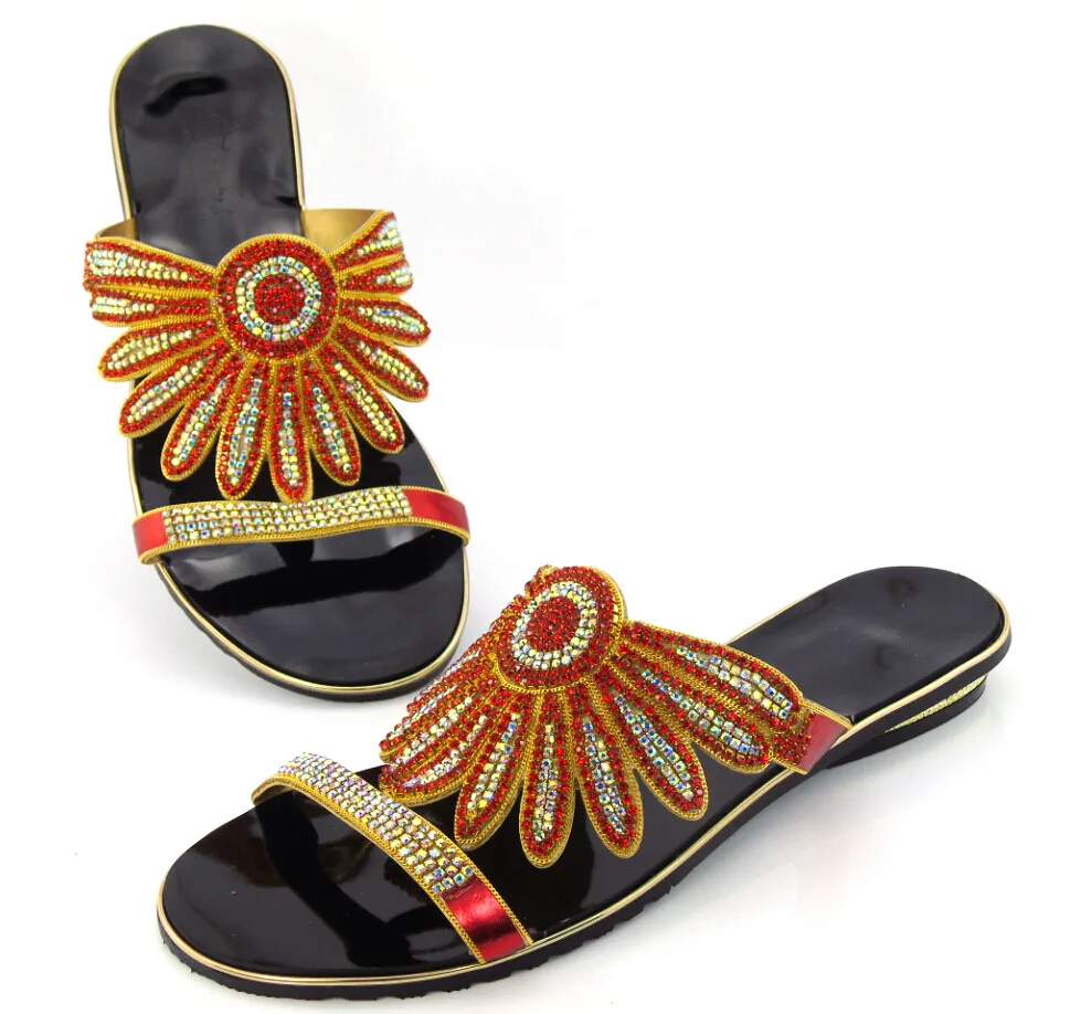 doershow free shipping top quality African sandals for party fashion style ladies shoes with rhinestones DD1