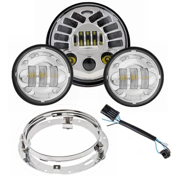 

7" LED Headlight with 4-1/2 LED Fog Lights & Bracket Mounting Ring for Road King Road Glide Street Glide Electra Glide