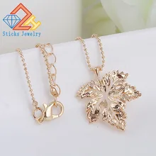 Charm Necklace European American Fashion Jewelry Wholesale Beautiful Maple Leaf Plants Choker Necklace european lace choker necklace set