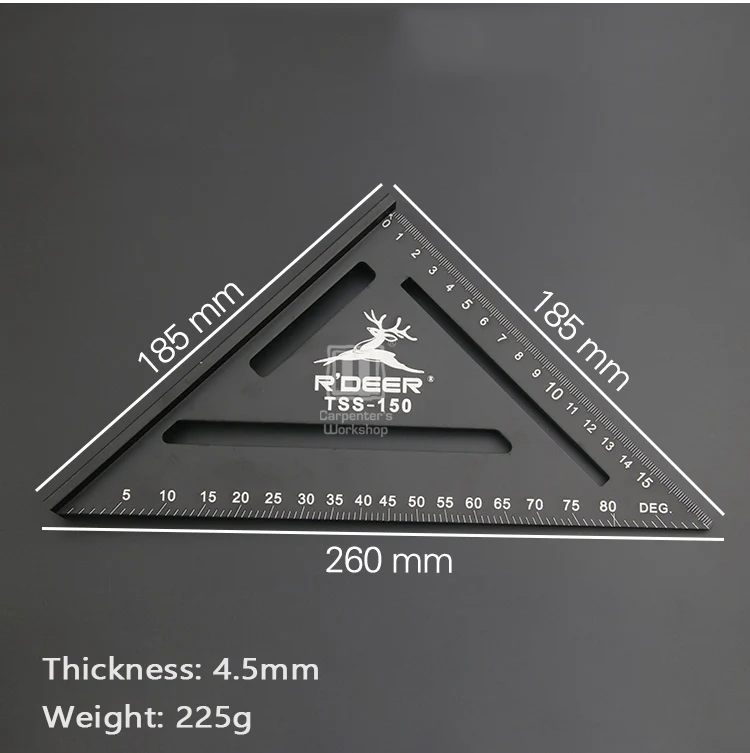 Алюминиевый сплав треугольная деревообрабатывающая 45 градусов линейка для столярных работников по дереву