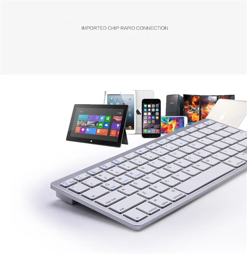 Оптовая продажа Ультра тонкая беспроводная Bluetooth клавиатура для Macbook ios Android windows