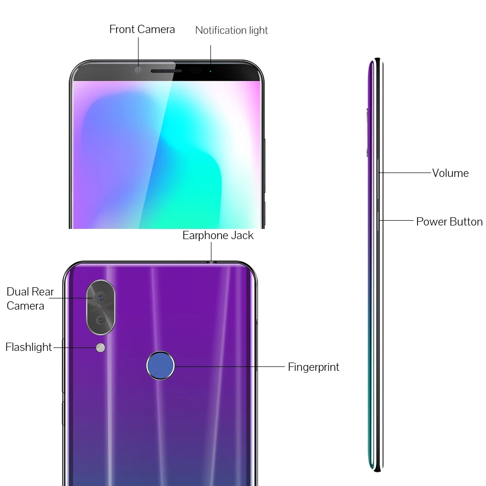 Cubot X19 смартфон Helio P23 Восьмиядерный 5 93 &quot2160*1080 FHD + дисплей 4000 мАч 4 Гб 64 Face ID type C