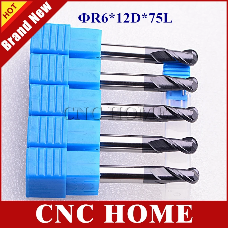 5pcs 6mm Chamfer End Mill 2Flutes HRC45 CNC Router Cutting Tool Cutter Drill Bit