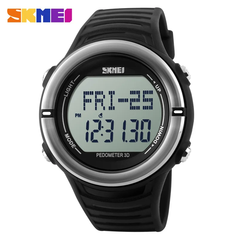 SKMEI спортивные часы для бега, шагомер, наручные часы для мужчин и женщин, монитор сердечного ритма, цифровые часы, многофункциональные водонепроницаемые спортивные часы - Цвет: Black