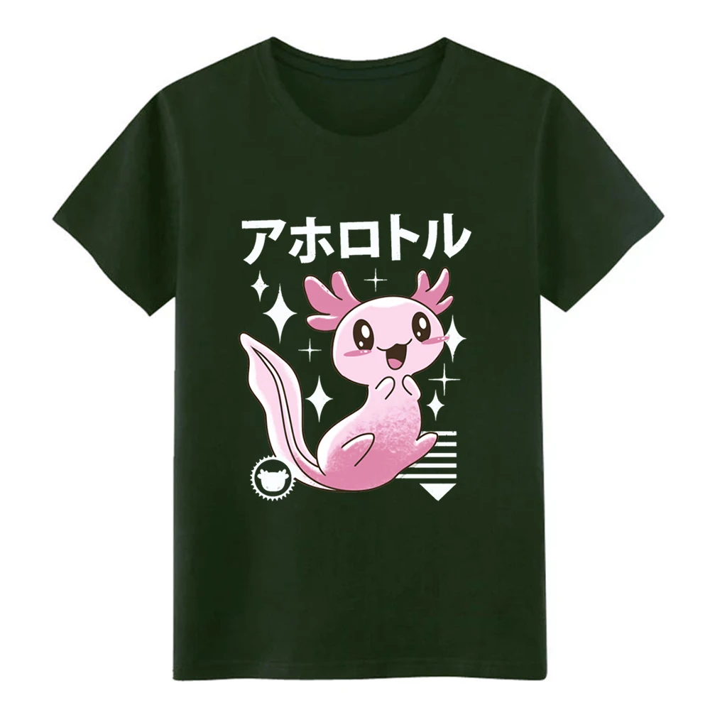Для мужчин Kawaii Axolotl футболка Настроить хлопок экипажа средства ухода за кожей Шеи узор интересный Юмор демисезонный натуральный - Цвет: Army Green