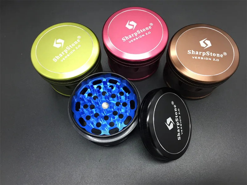 

Pink/Green/Black/Brown Colorful 63mm 4pc SharpStone Version 2.0 herb grinder Aluminum Metal Tobacco smoking weed hand grinder