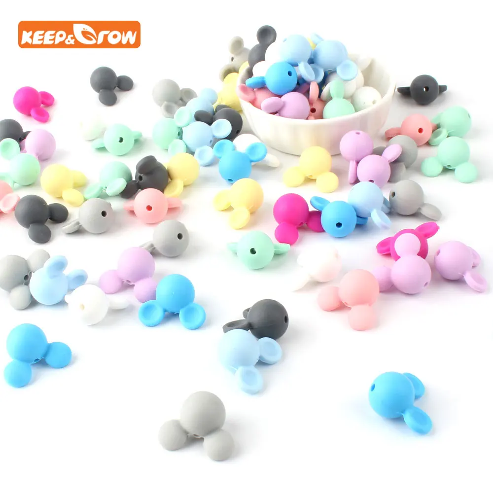 

Keep&grow 50Pcs/lot Silicone Beads Cartoon Mouse Bead For DIY Making Baby Teething Necklace Accessories BPA Free Teething Toy
