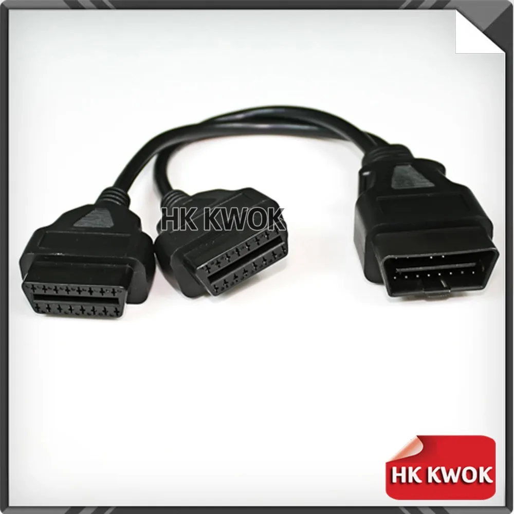 

Wholesale 5pcs OBD 2 16 Pin Extension Male to Dual Female Y Connector Cable Connect Car with 2 OBD2 Tools