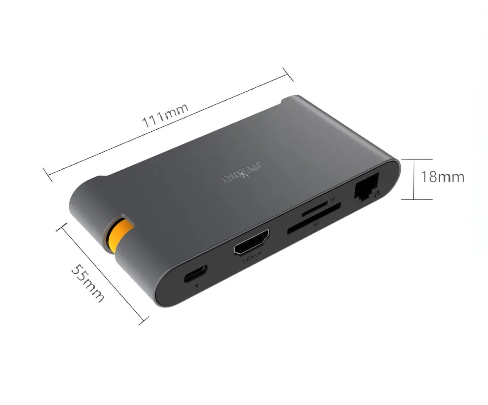 James Donkey USB C концентратор 8 в 1 USB док-станция USB-C к HDMI кард-ридер RJ45 PD адаптер для MacBook samsung Galaxy S9/S8/S8