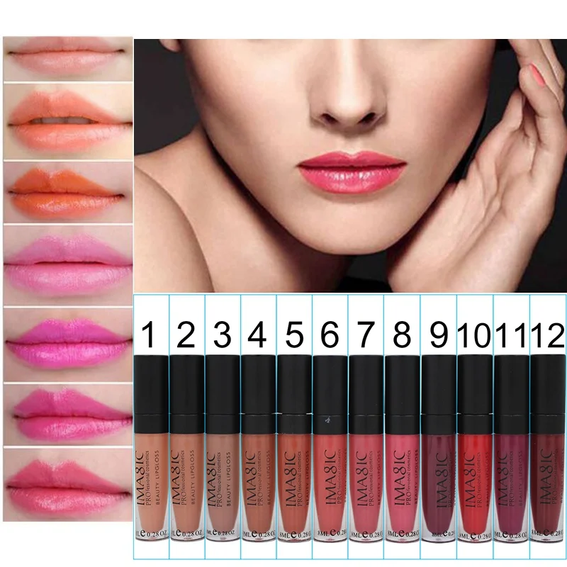 

Lip Gloss Matte Lipstick Maquiagem Lip Kit Batom Liquid Lipstick Pink Sexy Labiales Matte Waterproof Strawberry Long Lasting