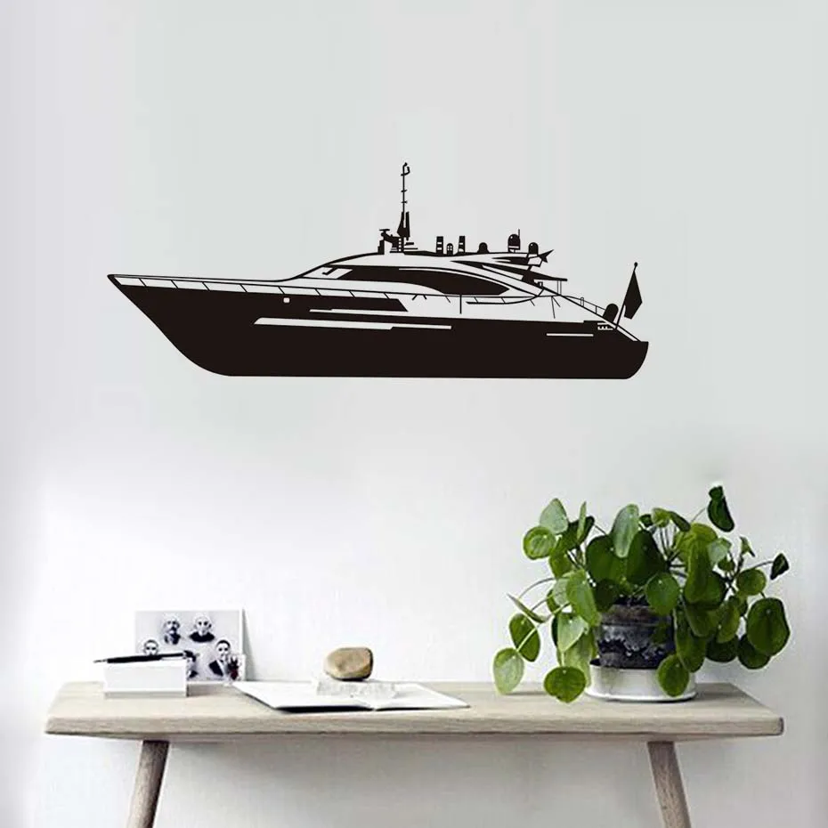 

3D Large Motor Boat Wall Sticker Removable Boys Room Wall Decorative Vinyl Transportation Home Decor Mural Free S
