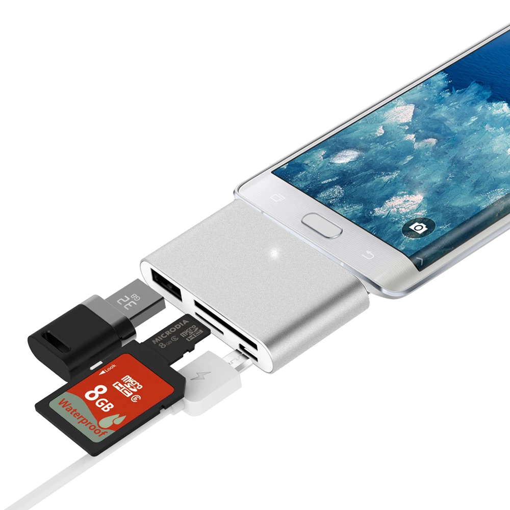 JZYuan 4-в-1 USB-C USB C концентратор с Тип-C 2 слота TF карты SD Usb 3,0 концентратор OTG кардридер USB 3,0 концентратор для MacBook Pro Тип C концентратор USB