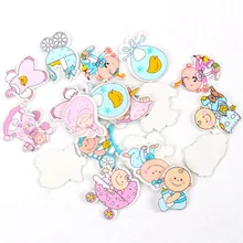 Синяя/розовая детская серия с узором для скрапбукинга, рукоделие, украшение для рукоделия, шитье, домашнее украшение, сделай сам, 20 шт, 24-25 мм