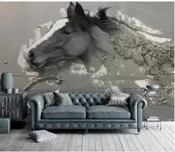 Обои для гостиной 3D картина рельефная абстрактная Белая лошадь ТВ фон стены Современные пользовательские 3D обои