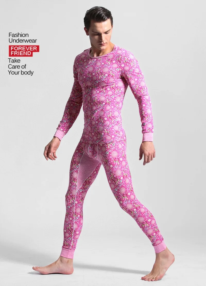1 комплект мужской модный брендовый пижамный комплект с круглым вырезом зимнее термобелье с принтом теплые хлопковые кальсоны для мужчин Топ+ брюки