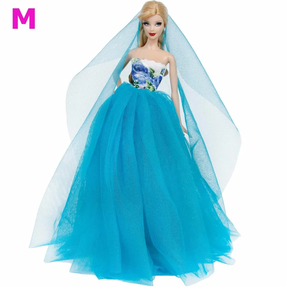 Модное кружевное свадебное платье+ вуаль, длинный хвост, вечернее кружевное бальное платье, юбка-пузырь, аксессуары, одежда для куклы Барби, платье