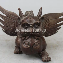 18 см Китайский Бронзовый защитник phylachery летающий дракон, монстр Pixiu статуя единорога