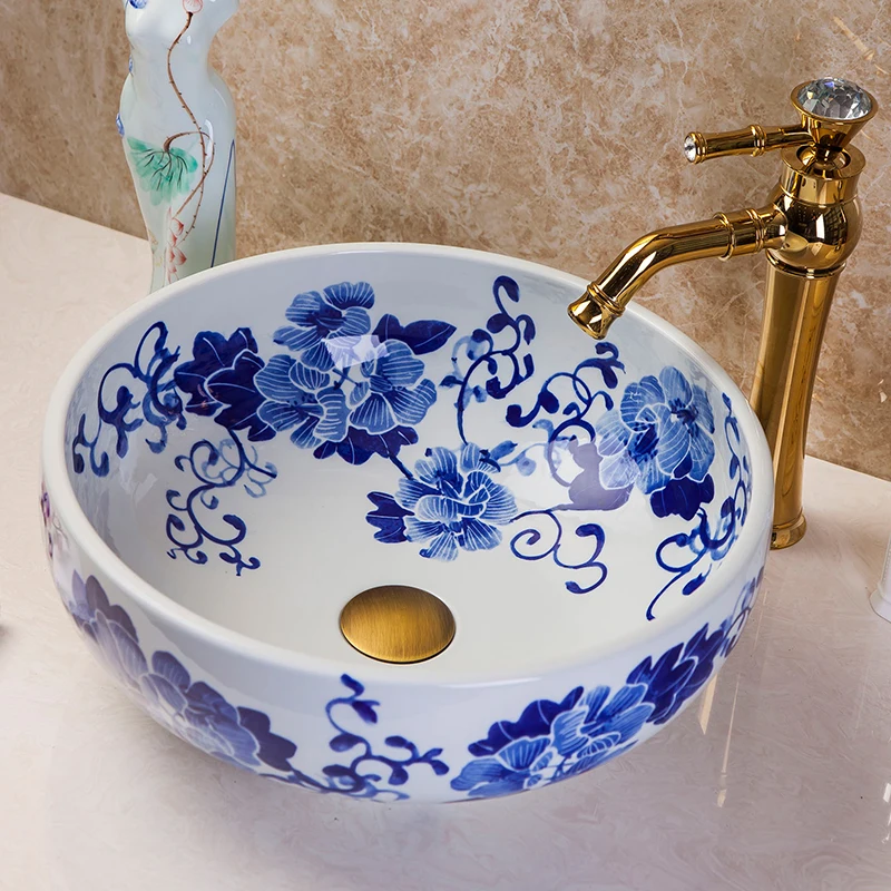 China Artistic Handmade Art wash basin Ceramic Counter Top Wash Basin Bathroom Sinks hand wash basin sink bathroom sinks (12)