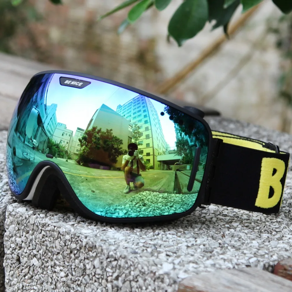 2016 New coming unisex unique skiing goggles with anti fog and anti scratch 100 UV skiing