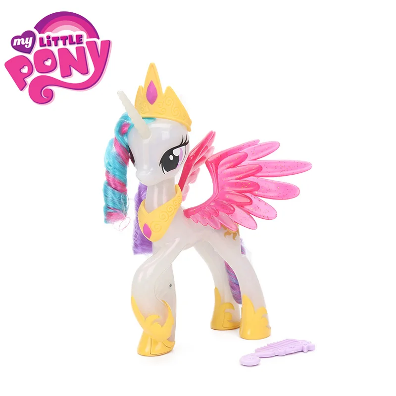 

19cm Electronic My Little Pony Toys the Movie Princess Celestia GLITTER & Glow PVC Action Figure Colletible Model Dolls Toy