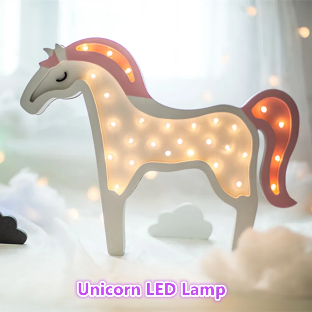 

Cute Unicorn Night Lights Lamp Gadget Led Lighting Home Bedside Nightlight For Kids Toy Christmas Gifts 2 Colors GPD8097