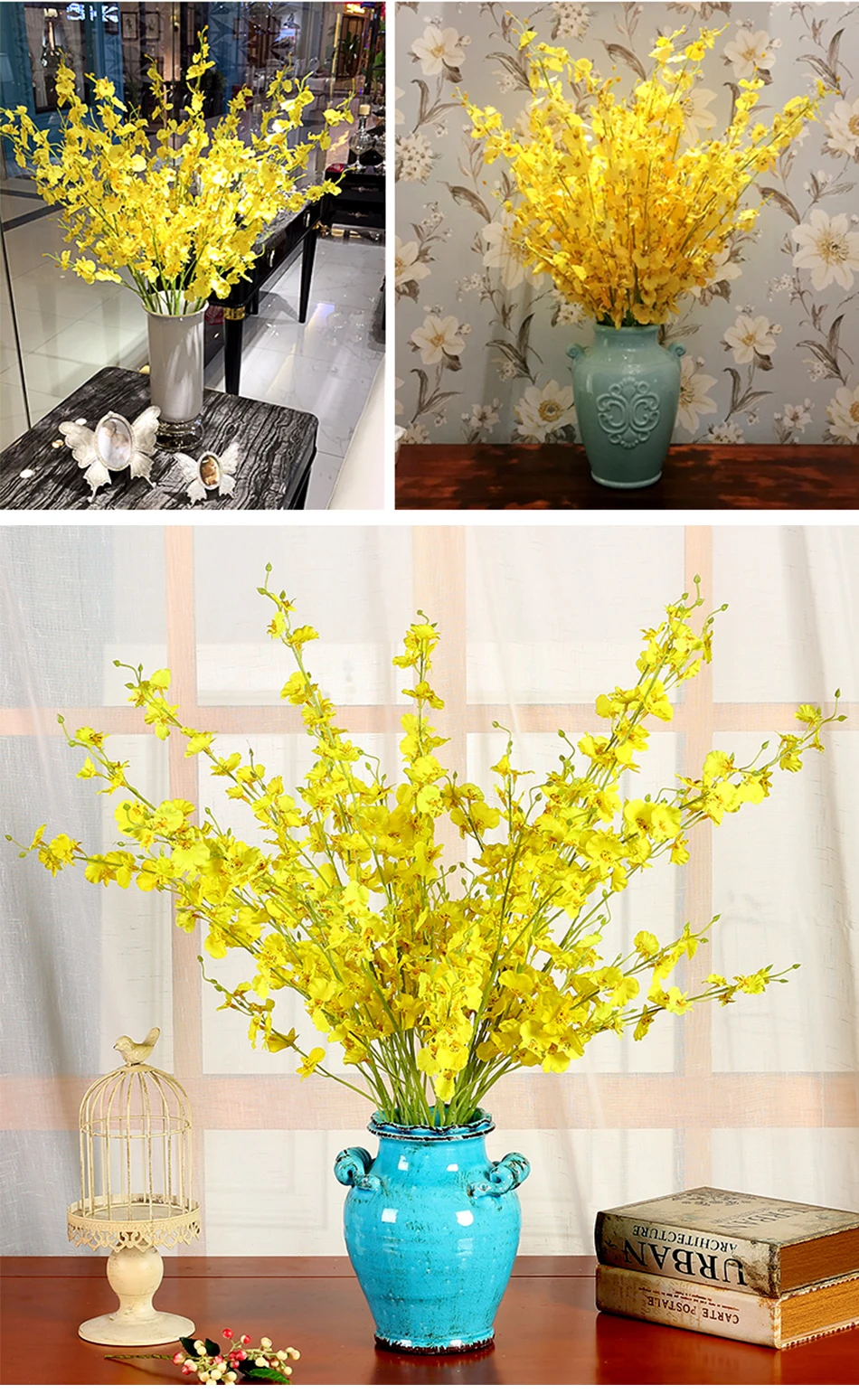 CHENCHENG, 5 шт./лот, 100 см, искусственный цветок Oncidium Hybridum, ветка, букет, свадебные, для дома, вечерние, украшение, Осенний Декор