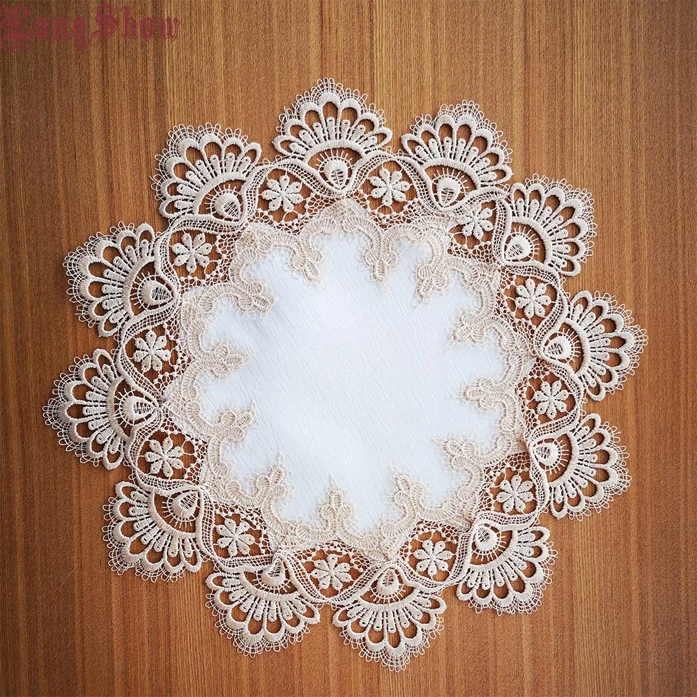 Luxe Lin Pure Couleur napperon avec broderie et dentelle 30 x 45cm//12/" X 18/"
