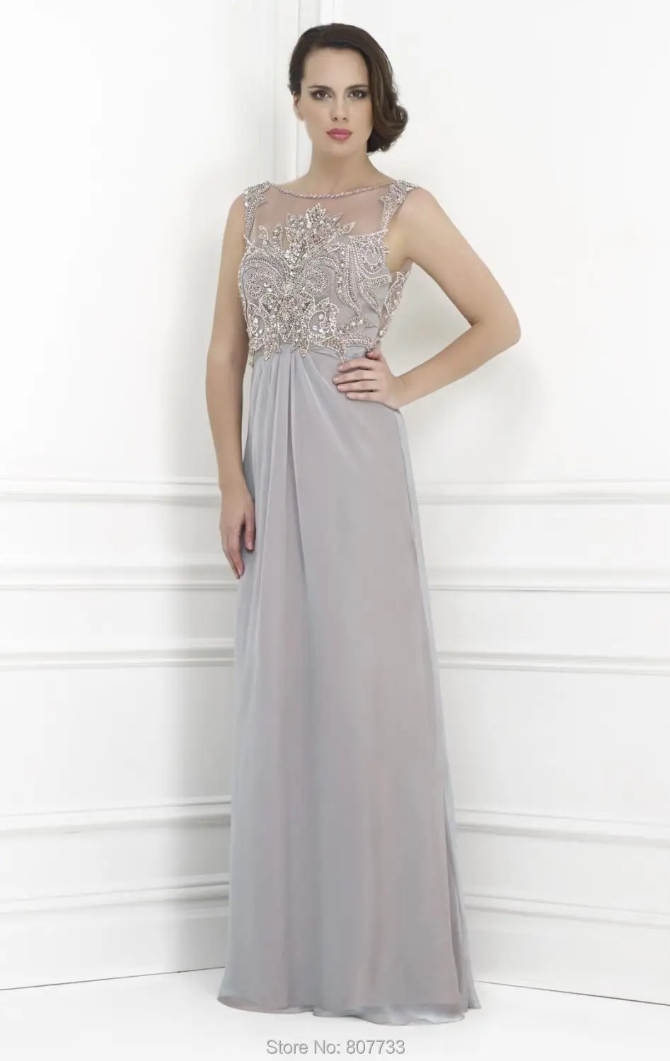 light grey evening gown