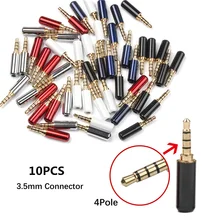 10 шт мини-джек 3,5 мм 4 полюса штекер Алюминий оболочки стерео 4 Pin 3,5 мм разъем провод перелетов! заглушка для разъема для наушников и разъем комплект