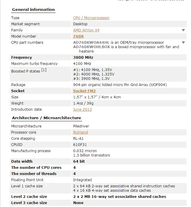 Процессор AMD Athlon II X4 760K Socket FM2 100 Вт 3,8 ГГц 904-pin четырехъядерный процессор настольный процессор X4 760k Socket fm2