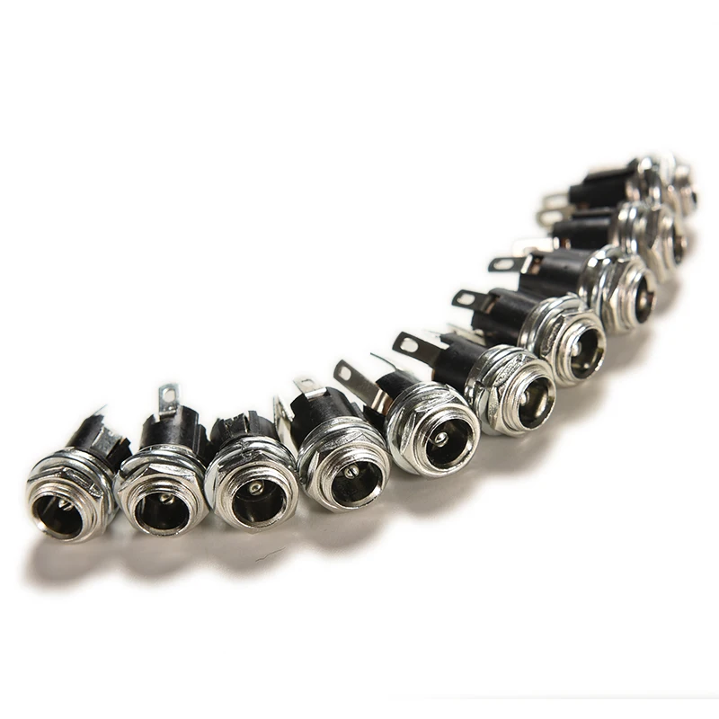 

10pcs 5.5mm x 2.1mm 3 Terminal Type DC Power Plug Converter 0.5A 30V DC Power Supply Jack Socket Female Panel Mount Connector