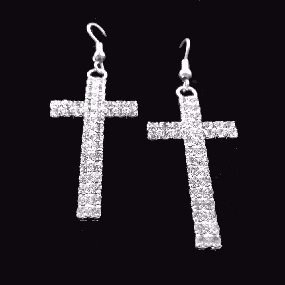 

Hot Sale Wedding Jewelry Elegant Fashion Silver Plated Hook the cross Earings Eardrop ern1038