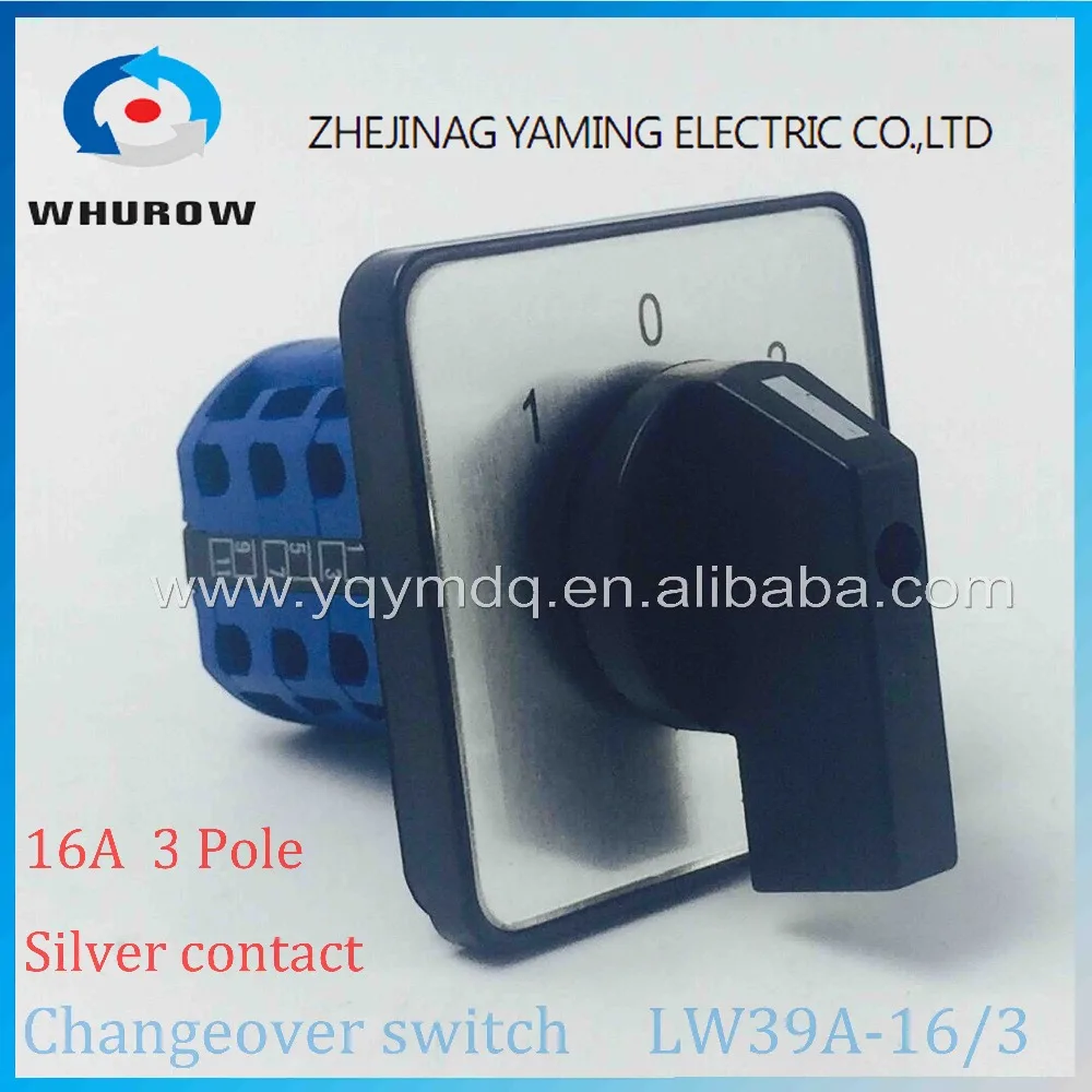 

Rotary switch 3 postion LW39A-16/3 manually transfer changeover switch 16A 3 poles blue high quality sliver contacts big plate
