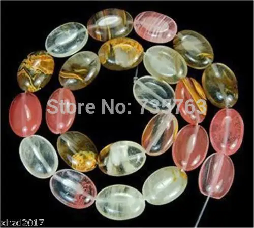 

xiuli 000105 Egg-shaped 10x14mm Multicolored Watermelon Tourmaline Loose Beads 15"