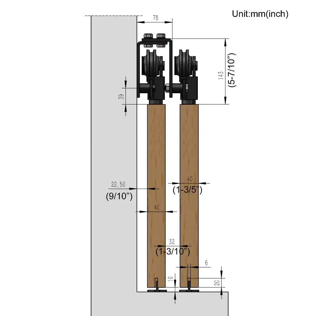Diyhd 6ft 6 6ft 8ft Top Mount Bypass Double Sliding Barn Wood Door