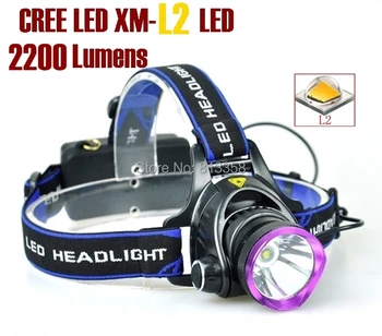 

AloneFire HP81 rechargeable cree led Headlight Cree XM-L2 LED 2200LM cree Headlamp light for 1/2 x18650 Rechargeable batteries