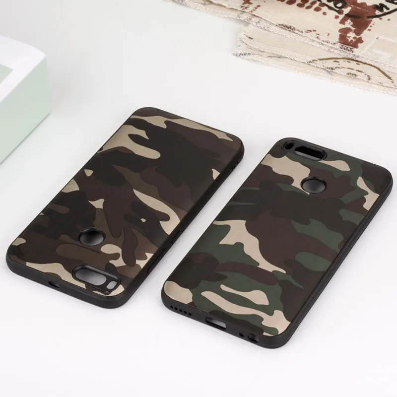 Funda de camuflaje militar para Xiaomi mi a1 mi 5x silicona suave TPU con PC y funda de piel de PU funda para Xiaomi mi a1