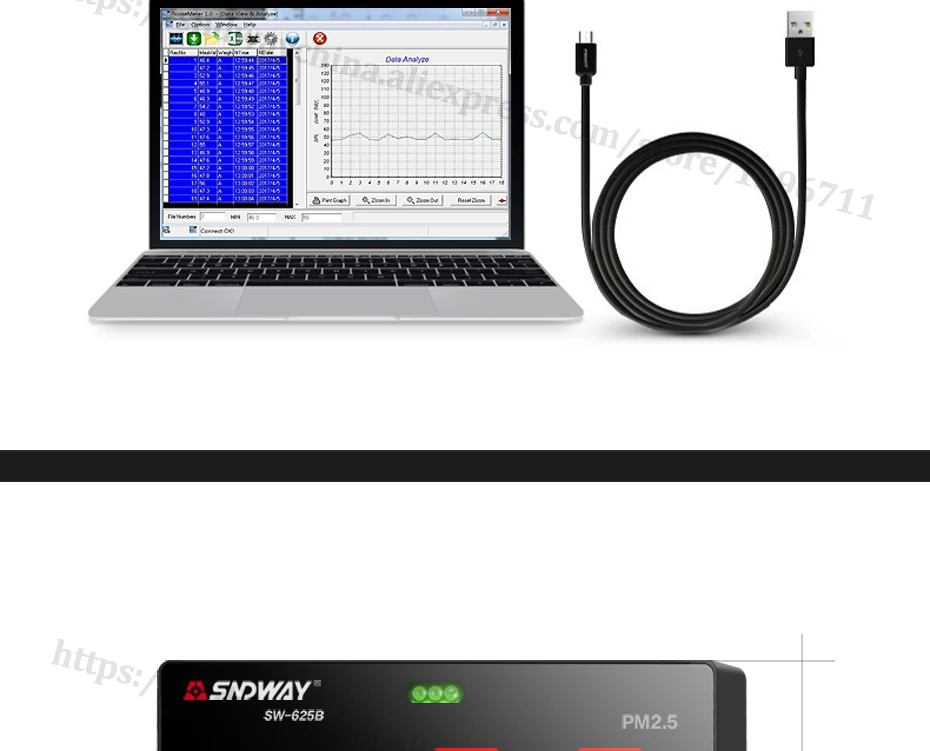 Лазерный PM2.5 детектор настенные мониторинга качества воздуха/газ Monitor/газоанализатор/инструмент диагностики хранение данных ПК подключение через USB