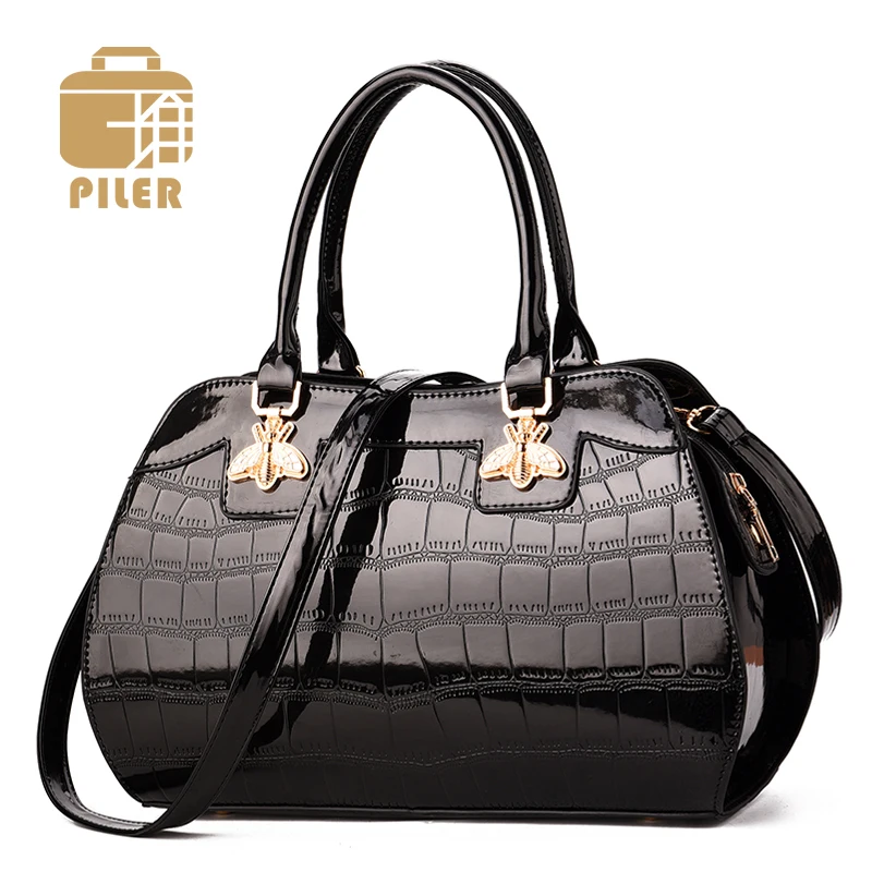 

Alligator Designer Women Patent Bag Handbag Tote Shoulder Messenger Crocodile Varnished Leather Women Bag Lacquered Bag Handbag