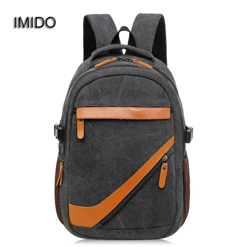 

IMIDO 2017 New Arrival Backpack Retro Style Male & Female Canvas Backpack for Teenagers Travel Bag Laptop rucksack Black SLD057