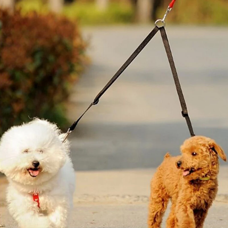 

1pcs Double Twin Dual Coupler Pet Dog Leash Two in One Strong Nylon V Shape Two Way Double Dog Walking Running Lead Leash
