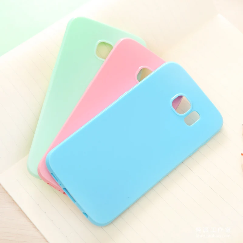 

Girl Pink Solid Candy Color TPU Rubber Case Cover For Samsung Galaxy J3 J5 A3 A5 A7 2016 S7 S7 edge Silicon Case Glossy