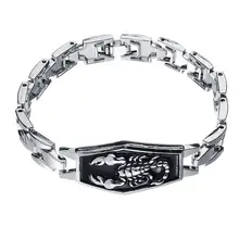 Нержавеющая сталь Скорпион мужские браслеты с подвесками из металла в стиле панк мужские браслеты на запястья Homme ювелирные изделия подарок Прямая поставка