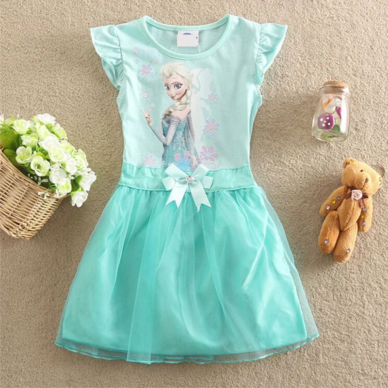 MIQI Free Shipping 2016 children elsa casual dress girls summer fashion