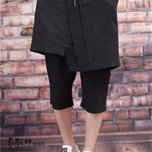 Новая мужская одежда стилист волос летние льняные Бриджи мозаичные мужские штаны-шаровары повседневные штаны Большие размеры костюмы певицы